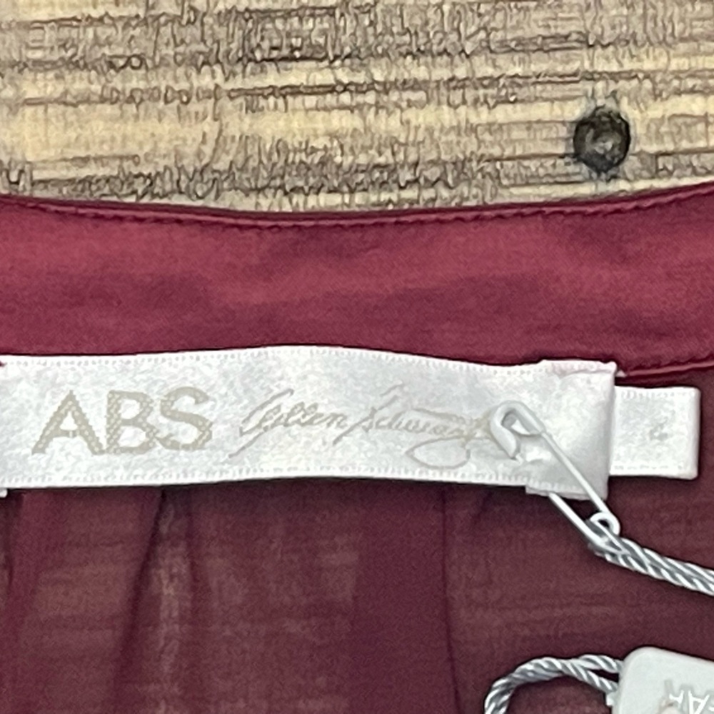 Women's Burgundy Sheer Blouse - Picture 6 of 7